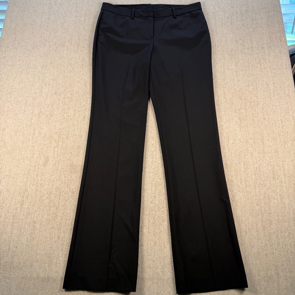 Theory Dress Pants Womens 12 Black Virgin Wool Stretch Straight Leg Trousers - Picture 1 of 11